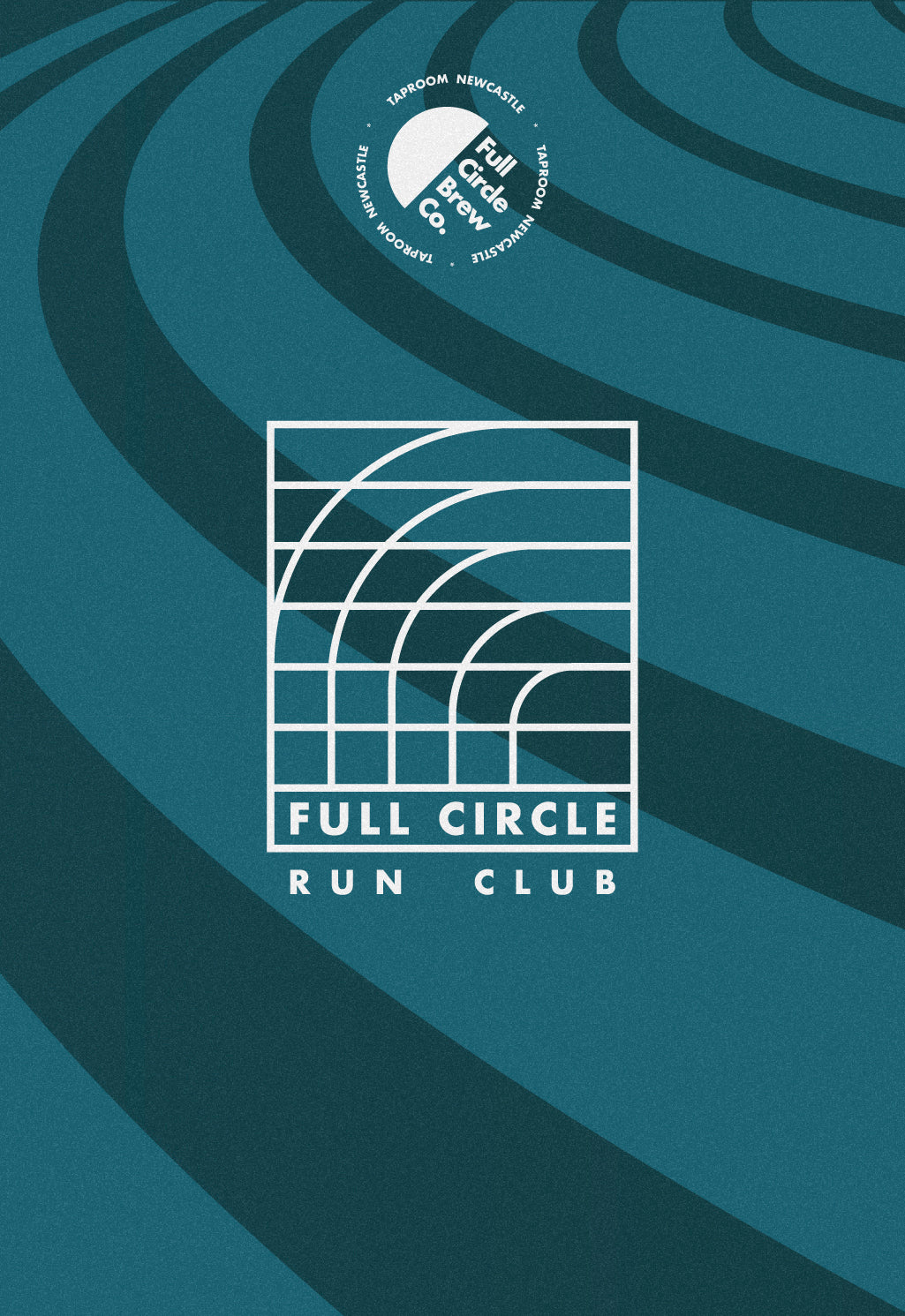 Poster for the weekly run club at Full Circle Brew Co, Newcastle upon Tyne