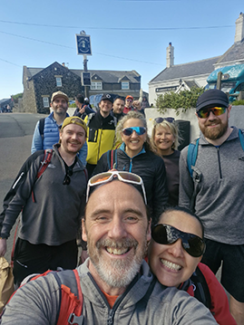 Group of friends at the full circle balance hiking event