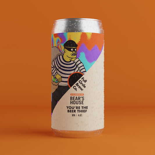 Full Circle Brew Co, Newcastle UK, You're The Beer Thief, craft beer, XPA, extra pale ale, beer can, beer label, Bear's House Toulouse, brewery collaboration, fruity beer, floral aroma, tangerine notes, mango notes, marmalade flavor, balanced bitterness, hazy beer, golden beer, summer beer, citrus beer, tropical beer
