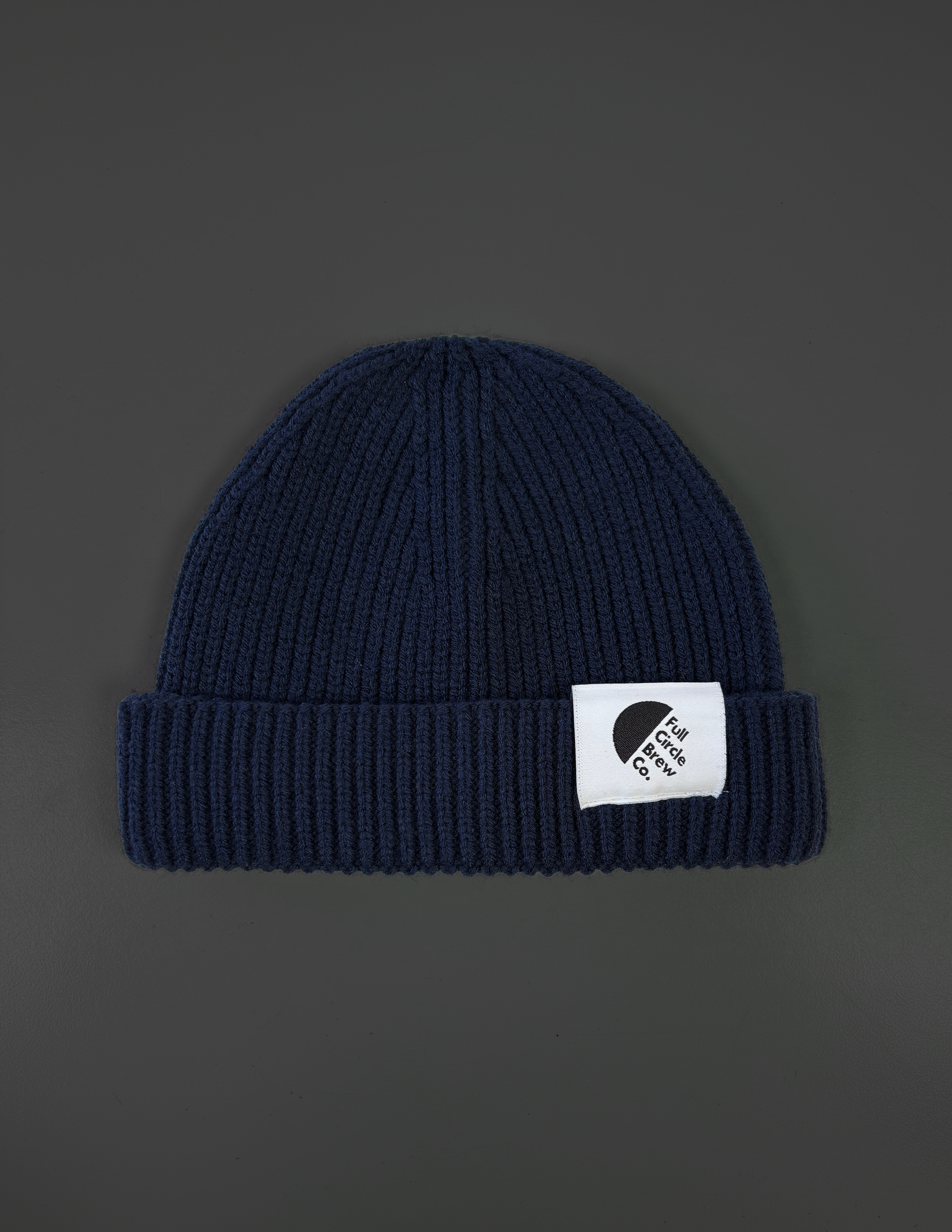 Harbour beanie by Beechfield with branded tag from Full Circle Brew Co, Newcastle upon Tyne
