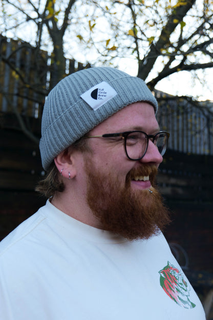 Harbour beanie by Beechfield with branded tag from Full Circle Brew Co, Newcastle upon Tyne