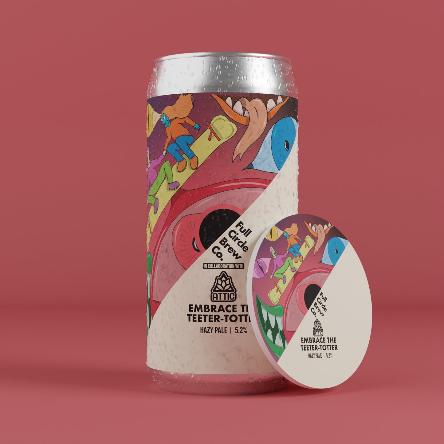 Embrace the Teeter Totter Hazy IPA brewed at Full Circle brew co in collaboration with Attic Brew Co in Newcastle